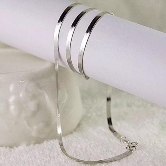 20”NEW 925 STERLING SILVER FLAT SNAKE NECKLACE, NICE NECKLACE, CUTE NECKLACE - Picture 3 of 7